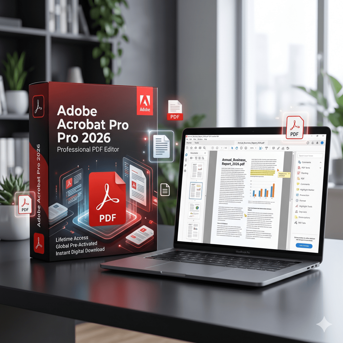 Adobe Acrobat Pro 2026 – Professional PDF Editor | 1 PC | Global Pre-Activated I Lifetime