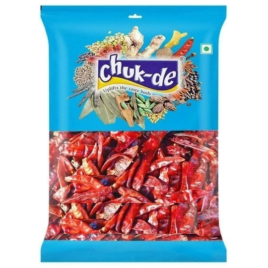 Chukde Dried Whole Spices Stemless Red Chilli / Mirch Guntur Sabut / Dried Stemless Guntur Red Chilli - 100 g