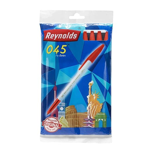 Reynolds 045 Fine Carbure Red Ballpen / Biro / Red Ballpoint Pen / Qalam Hibr Ahmar / Qalam Ahmar - Pack of 10 Pieces