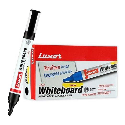 Luxor Refillable White Board Marker - Black - Box of 10 Pieces