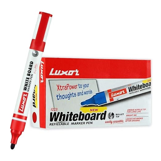Luxor Refillable White Board Marker - Red - Box of 10 Pieces