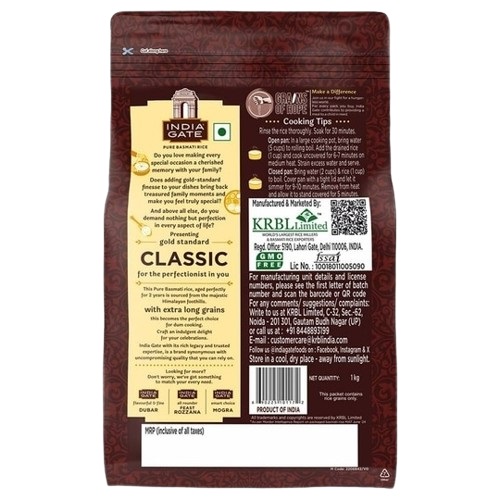 India Gate Gold Standard Classic Pure Basmati Rice - 1 kg