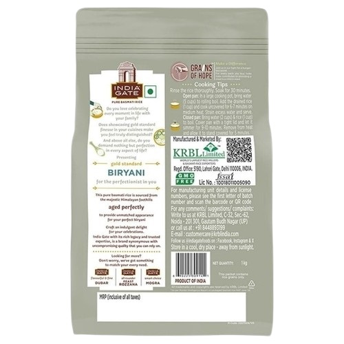 India Gate Gold Standard Biryani Basmati Rice - 1 kg