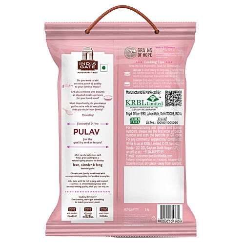India Gate Pulav Pure Basmati Rice - 5 kg