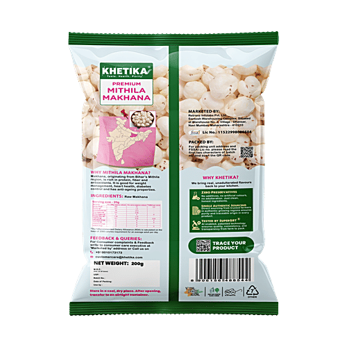 Khetika Premium Mithila Raw Makhana/Foxnut/Phool Makhana, 200 g