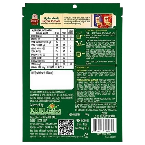 India Gate Selective Pre-Mix Spices IG Classic Hyderabadi Briyani Masala - 120 g