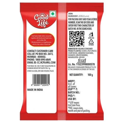 Good Life Dried Whole Spices Jeera / Cumin Seeds - 100 g