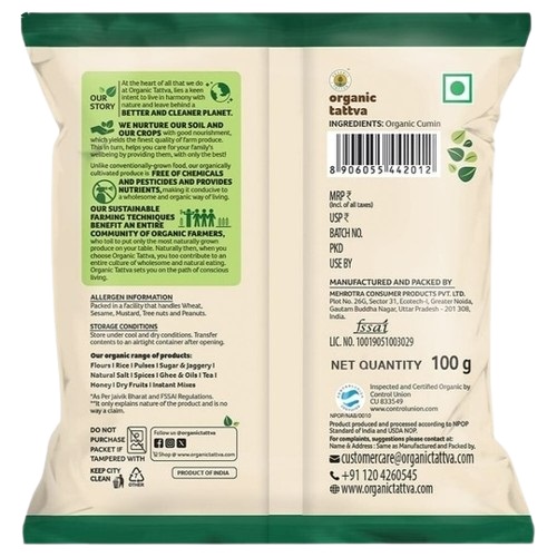 Organic Tattva Dried Whole Spices Organic Jeera / Cumin - 100 g