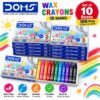 DOMS Wax Crayons 10 Assorted Shades - 10 Boxes Of 10 Colours Each