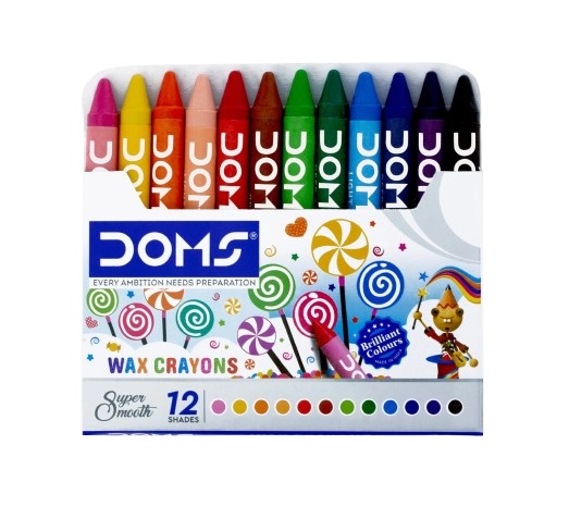 DOMS Wax Crayons 12 Assorted Shades - 10 Boxes Of 12 Colours Each