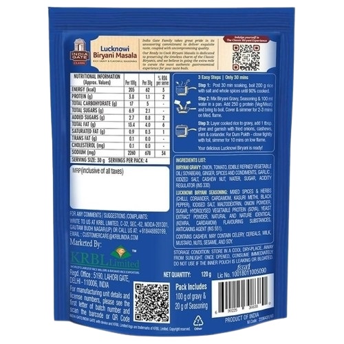 India Gate Selective Pre-Mix Spices Classic Lucknowi Biryani Masala - 120 g