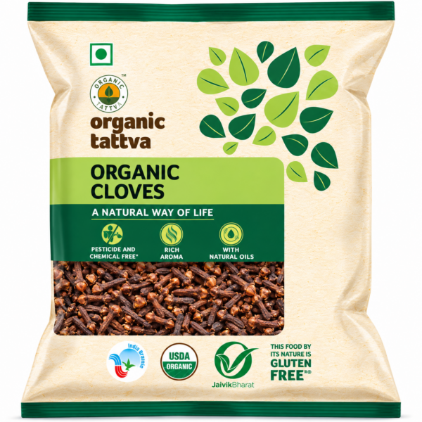Organic Tattva Dried Whole Spices Organic Cloves / Sabut Laung / Nail / Clove - Nail / Qurunful - 50 g