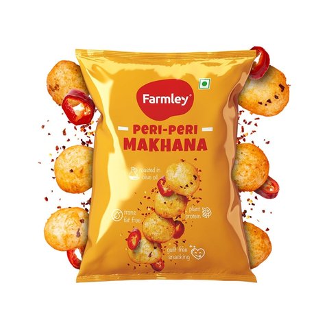 Farmley Peri Peri Roasted Flavoured Makhana Roasted In Olive Oil 20g- Pack of 5pcs.